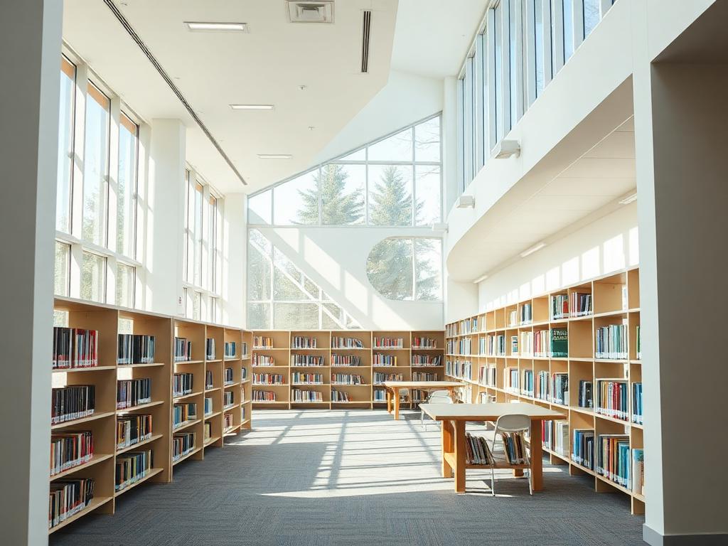 Bright modern community library with natural light