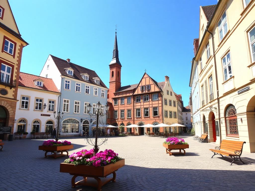 Diverse community members meeting in a local town