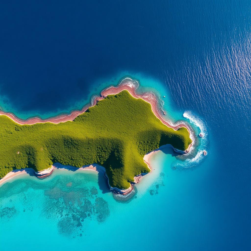 Aerial view of pristine coastline